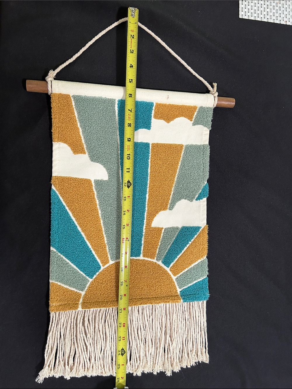 Boho Sunrise Wall Hanging - Teal, Mustard, Sage, White - Picture 7 of 7